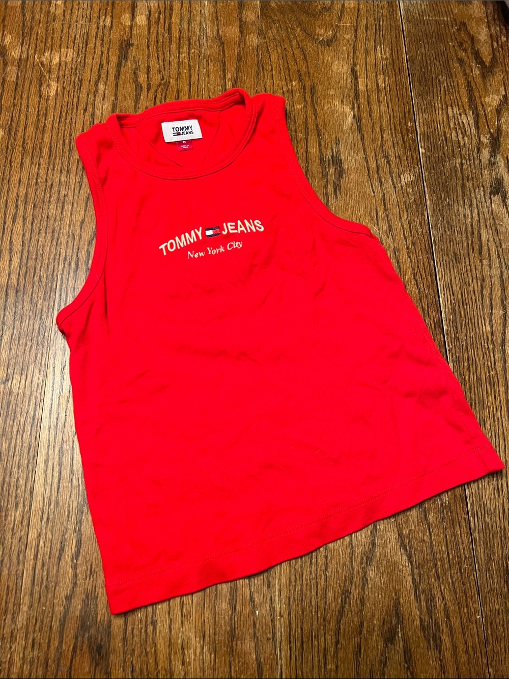 Tommy Hilfiger New York City Red Sleeveless fitted short  Logo Tank